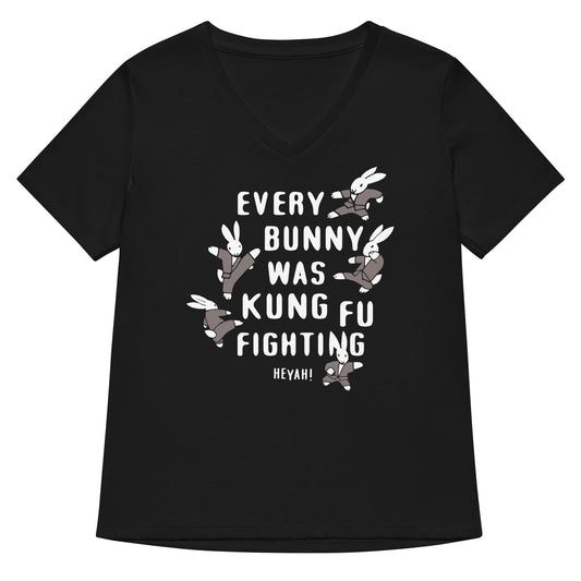Every Bunny Was Kung Fu Fighting Women's V-Neck Tee