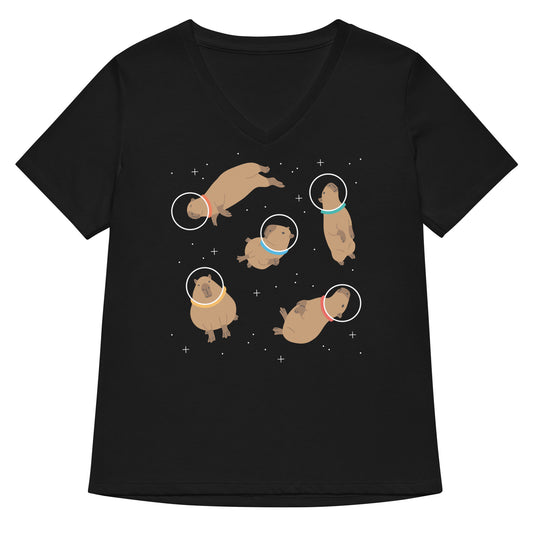 Capybaras In Space Women's V-Neck Tee