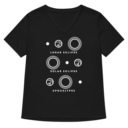 Lunar Eclipse Solar Eclipse Apocalypse Women's V-Neck Tee