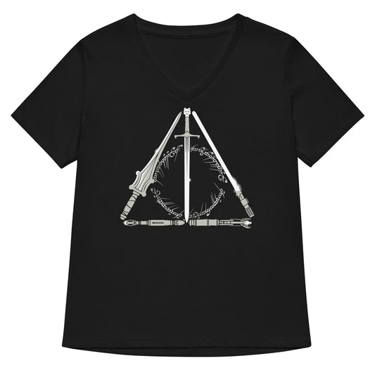 Nerdy Hallows Women's V-Neck Tee