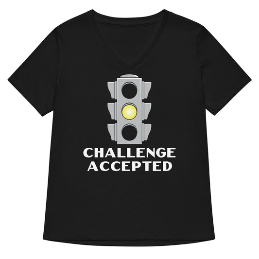 Challenge Accepted Stoplight Women's V-Neck Tee