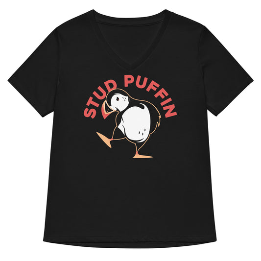 Stud Puffin Women's V-Neck Tee