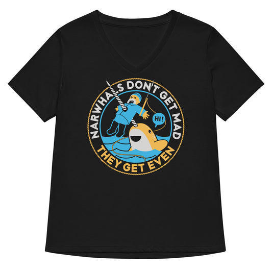 Narwhals Don't Get Mad Women's V-Neck Tee
