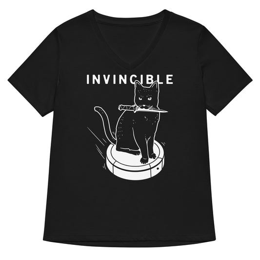 Invincible Cat Women's V-Neck Tee