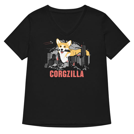 Corgzilla Women's V-Neck Tee