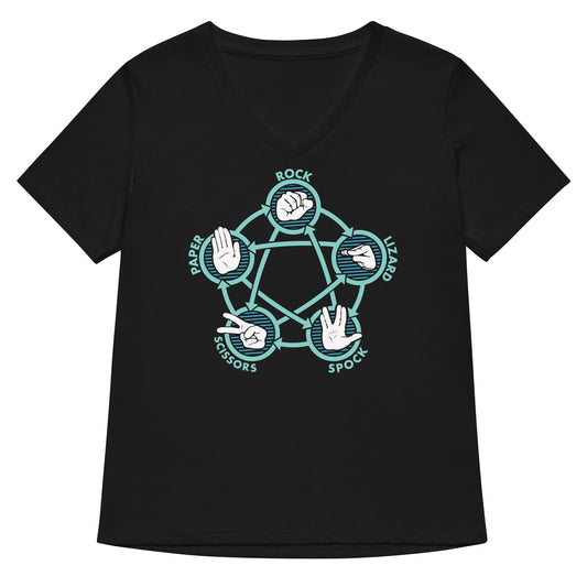Rock Paper Scissors Lizard Spock Women's V-Neck Tee