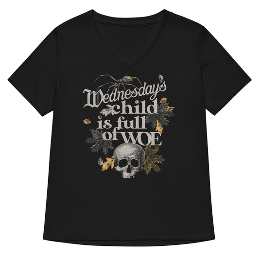 Wednesday's Child Is Full Of Woe Women's V-Neck Tee