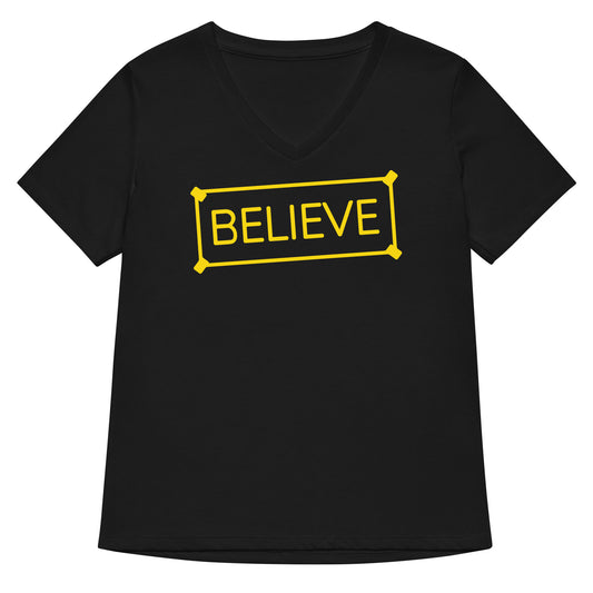 Believe Sign Women's V-Neck Tee