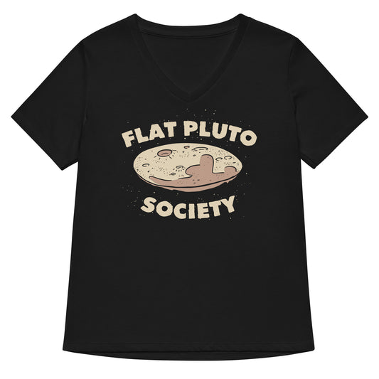 Flat Pluto Society Women's V-Neck Tee