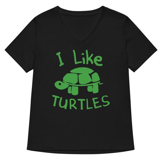 I Like Turtles Women's V-Neck Tee