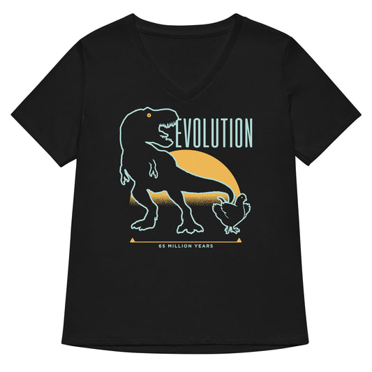 Dinosaur Evolution Women's V-Neck Tee