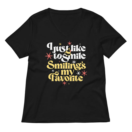 I Just Like To Smile Smiling's My Favorite Women's V-Neck Tee