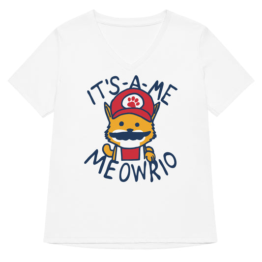 It's-a-me Meowrio Women's V-Neck Tee