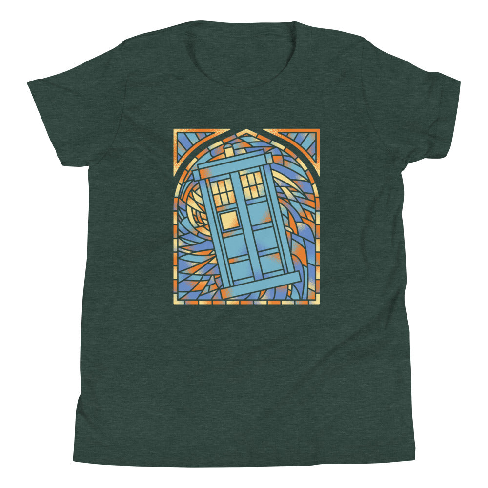 Stained Glass Police Box Kid's Youth Tee
