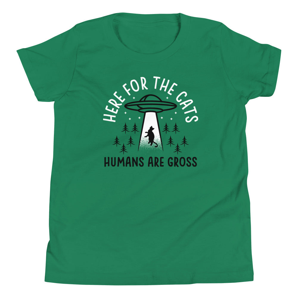 Here For The Cats, Humans Are Gross Kid's Youth Tee