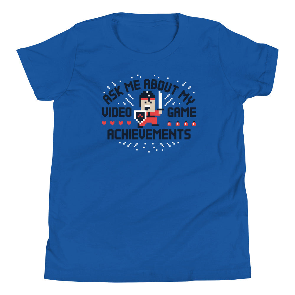 Ask Me About My Video Game Achievements Kid's Youth Tee